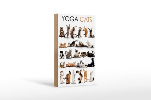 Holzschild Tiere 12x18 cm Yoga Cats Katzen Geschenk Dekoration