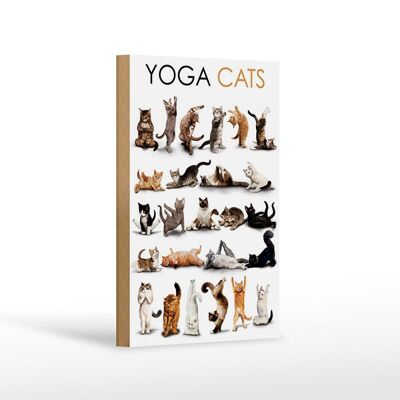 Holzschild Tiere 12x18 cm Yoga Cats Katzen Geschenk Dekoration