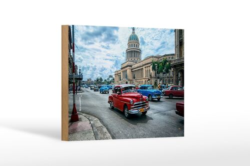 Holzschild Auto 18x12 cm Oldtimer Cuba Havana Geschenk Dekoration