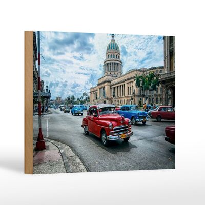 Holzschild Auto 18x12 cm Oldtimer Cuba Havana Geschenk Dekoration