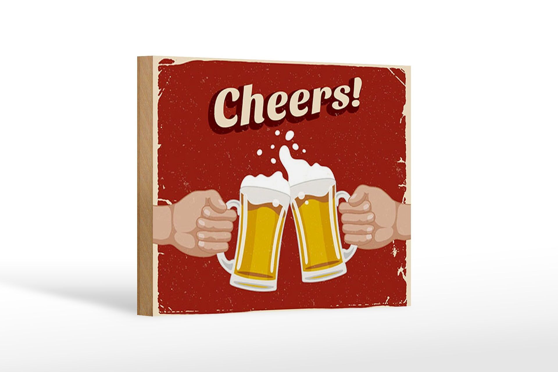 Cartello in legno 18x12 cm Decorazione birra Cheers Beer