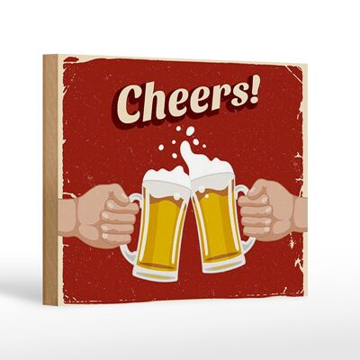 Cartel de madera 18x12 cm Beer Cheers decoración de cerveza