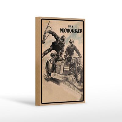 Holzschild Retro 12x18 cm das Motorrad Soldaten Dekoration