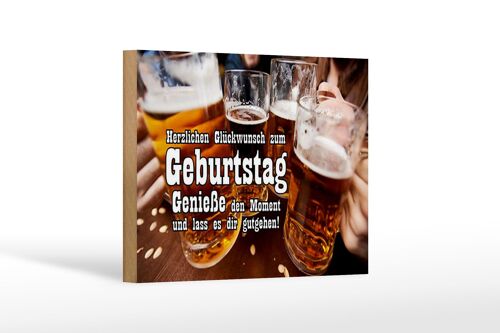 Holzschild Spruch 18x12 cm Glückwunsch zum Geburtstag Bier Dekoration