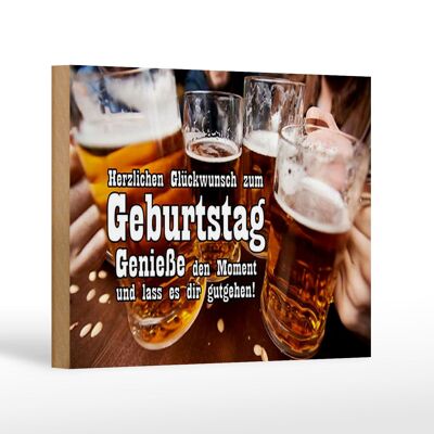Holzschild Spruch 18x12 cm Glückwunsch zum Geburtstag Bier Dekoration