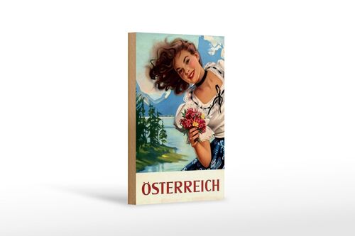 Holzschild Pin Up 12x18 cm Österreich alpen Urlaub Frau Dekoration