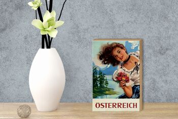 Panneau en bois Pin Up 12x18 cm Autriche Alpes décoration femme de vacances 3
