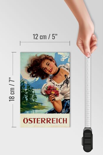 Panneau en bois Pin Up 12x18 cm Autriche Alpes décoration femme de vacances 4