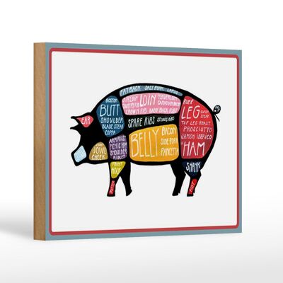 Cartello in legno macellaio 18x12 cm decorazione tagli di maiale carne di maiale