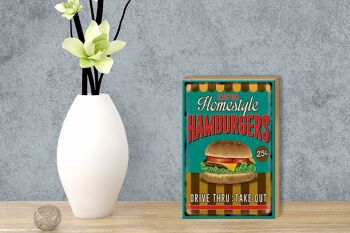 Panneau en bois alimentaire 12x18 cm Hamburgers profitez de notre décoration maison 3