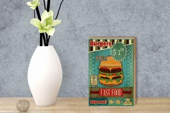 Panneau en bois nourriture 12x18 cm fast food Burgers acheter maintenant wifi décoration 3