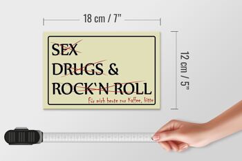 Panneau en bois disant 18x12 cm Sex Drugs Rock only coffee please décoration 4