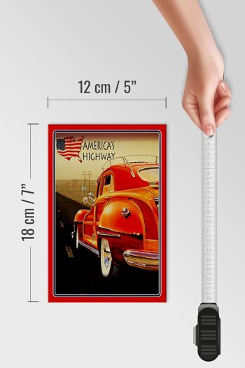 Panneau en bois voiture 12x18 cm voiture vintage America's Highway USA décoration 4