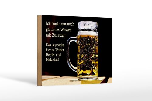Holzschild Spruch 18x12 cm trinke nur gesundes Wasser Bier Dekoration