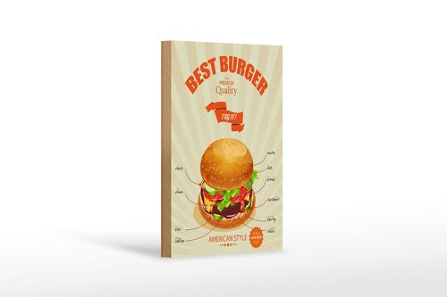 Holzschild Essen 12x18 cm Best Burger american style Dekoration