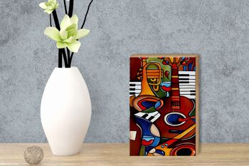 Panneau en bois art 12x18 cm, instruments de musique, guitare, piano, décoration 3