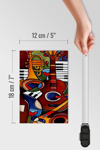 Panneau en bois art 12x18 cm, instruments de musique, guitare, piano, décoration 4