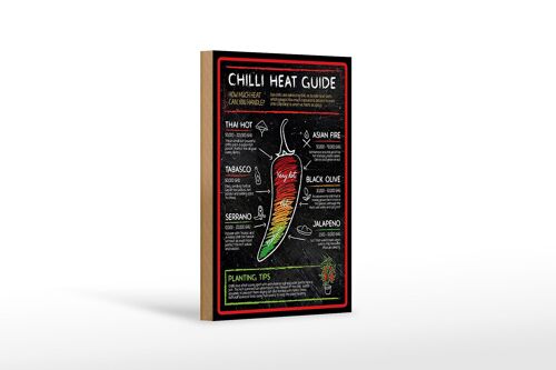 Holzschild Essen 12x18 cm Chilli heat guide asian fire thai Dekoration