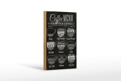 Holzschild Kaffee 12x18 cm Coffee Menu Espresso Latte Flat Dekoration