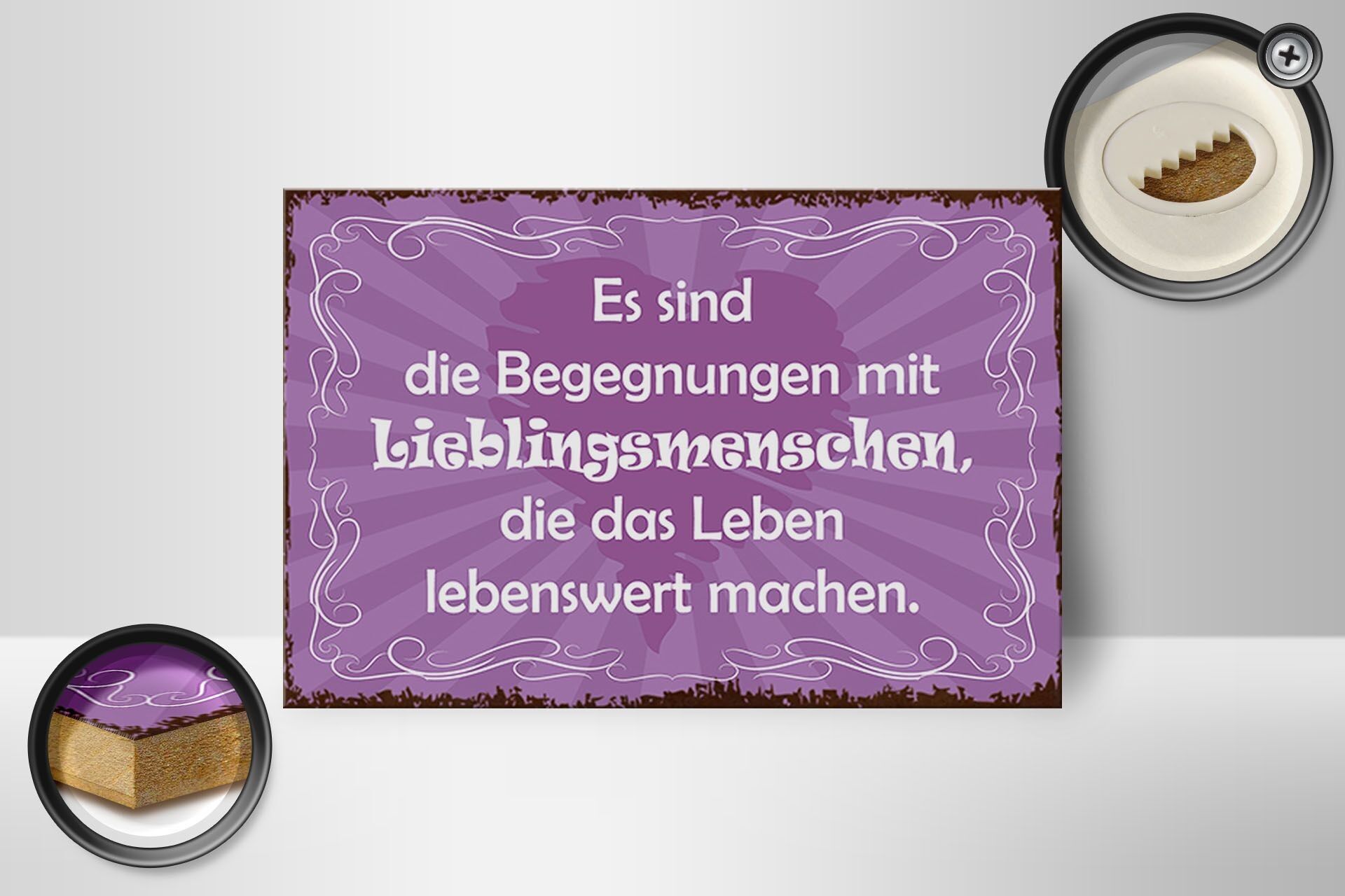Holzschild Spruch 18x12 cm Begegnungen Lieblingsmenschen Dekoration