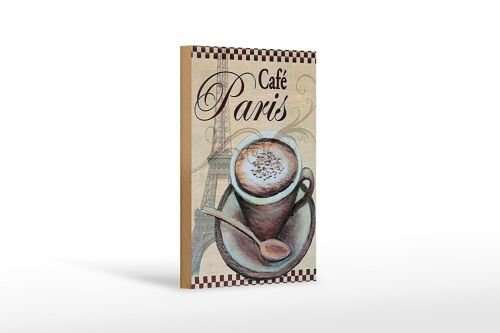 Holzschild Paris 12x18 cm Eiffelturm Kaffee Tasse Cafe Dekoration