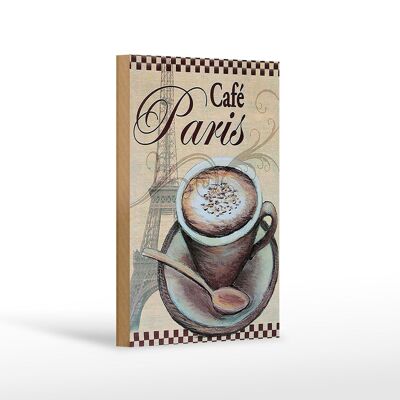 Holzschild Paris 12x18 cm Eiffelturm Kaffee Tasse Cafe Dekoration