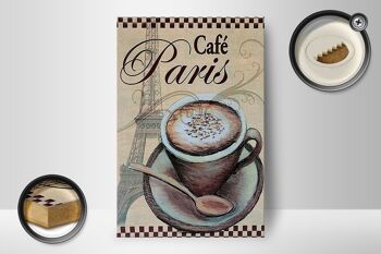 Panneau en bois Paris 12x18 cm Tour Eiffel tasse à café décoration café 2