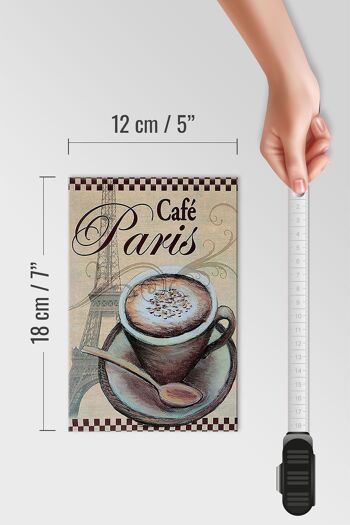 Panneau en bois Paris 12x18 cm Tour Eiffel tasse à café décoration café 4