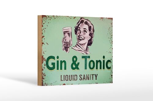 Holzschild 18x12 cm Gin & Tonic liauid sanity Dekoration