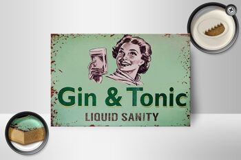 Panneau en bois 18x12 cm, décoration Gin & Tonic liauid sanity 2