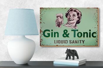 Panneau en bois 18x12 cm, décoration Gin & Tonic liauid sanity 3