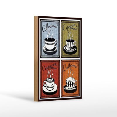 Cartel de madera café 12x18 cm Café Espresso Capuchino Latte decoración