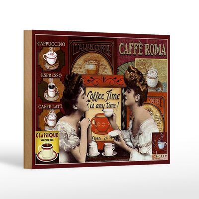 Targa caffè in legno 18x12 cm Coffee Roma Time è una decorazione di ogni momento