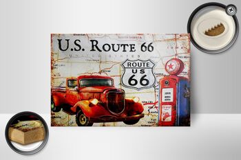 Panneau en bois rétro 18x12 cm US Route 66 décoration station service vintage 2