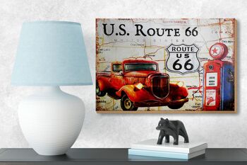 Panneau en bois rétro 18x12 cm US Route 66 décoration station service vintage 3