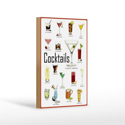 Panneau en bois 12x18 cm Cocktails cuba libre Décoration Martini