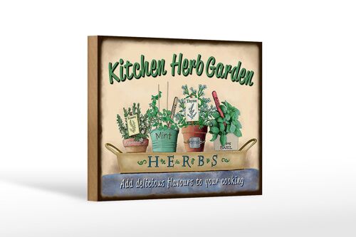 Holzschild Garten 18x12 cm Kirchen Herb Garden Mint Thyme Dekoration