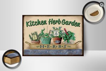 Panneau en bois pour jardin, 18x12 cm, église, herbes aromatiques, menthe, thym, décoration 2