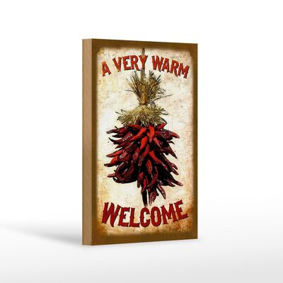 Cartel de madera comida 12x18 cm una decoración de chile de bienvenida muy cálida