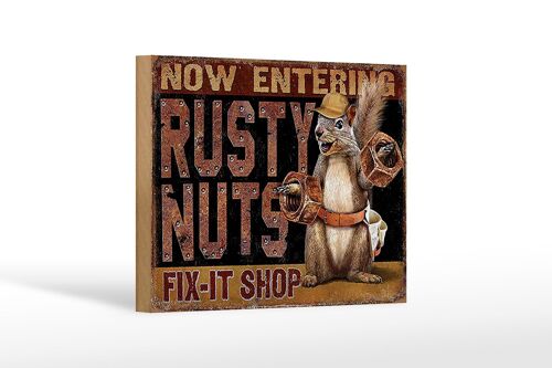 Holzschild Spruch 18x12 cm Fix-it Shop rusty nuts Garage Dekoration