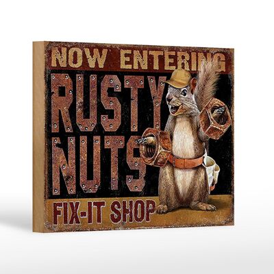 Holzschild Spruch 18x12 cm Fix-it Shop rusty nuts Garage Dekoration