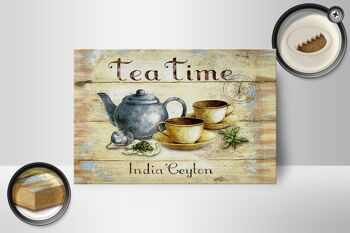 Plaque en bois thé 18x12 cm Tea Time India Ceylan décoration théière 2