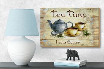 Plaque en bois thé 18x12 cm Tea Time India Ceylan décoration théière 3