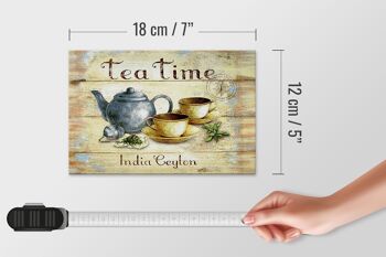 Plaque en bois thé 18x12 cm Tea Time India Ceylan décoration théière 4