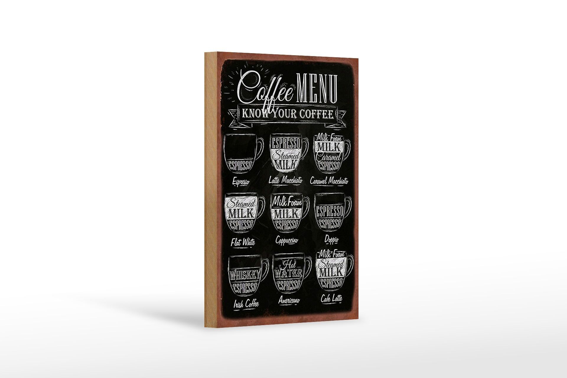 Cartello caffè in legno 12x18 cm Menu Caffè piatto bianco decoro Doppio