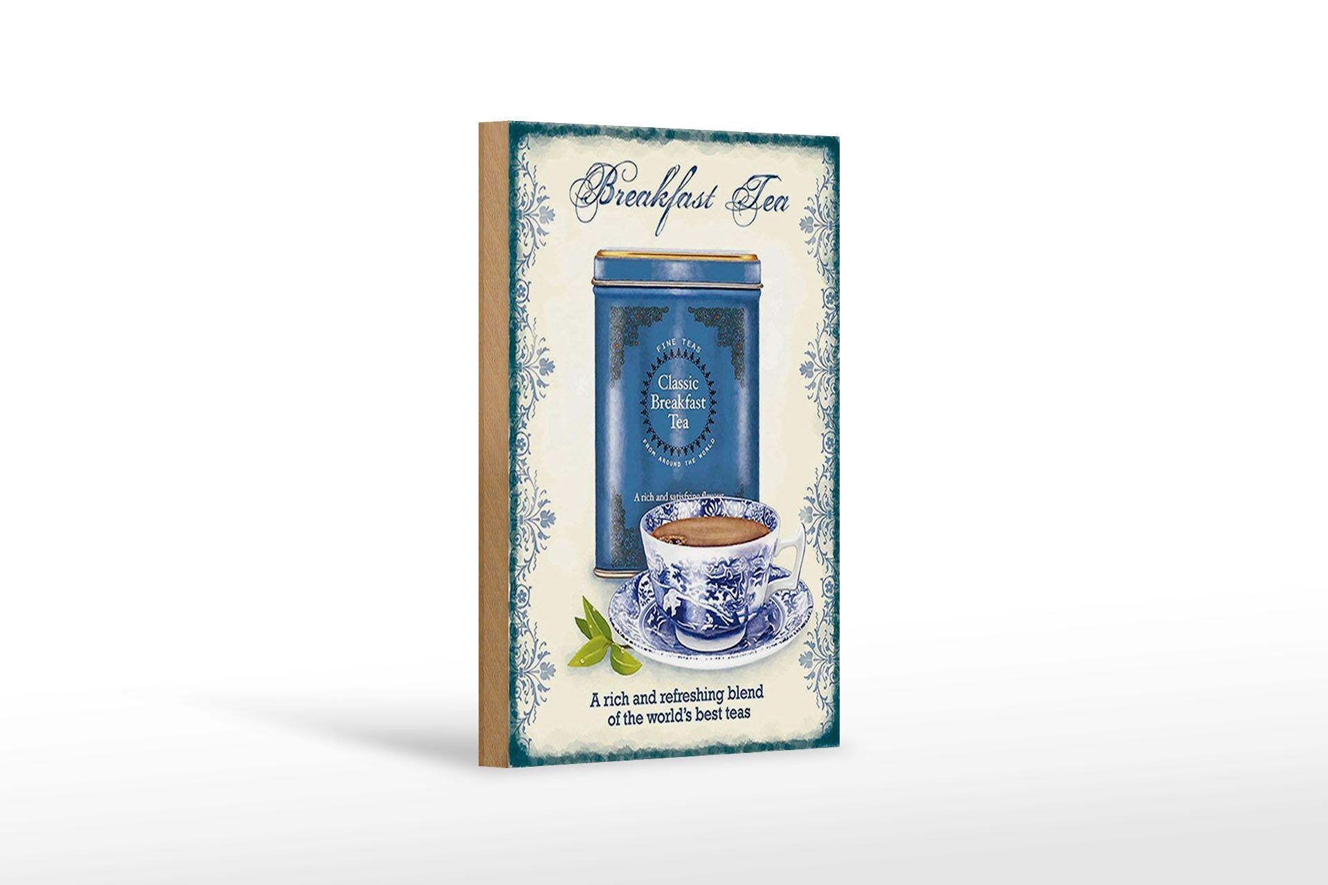 Targa in legno per il tè 12x18 cm Classic Breakfast Tea migliore decorazione per il tè