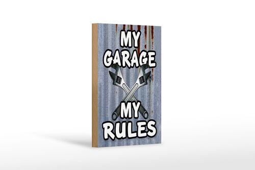 Holzschild Vintage 12x18 cm my Garage my rules Dekoration
