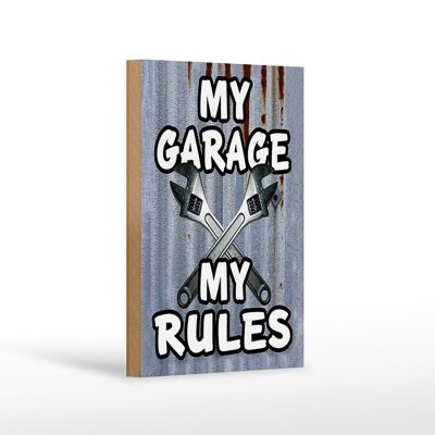 Cartel de madera vintage 12x18 cm mi garaje mis reglas decoración