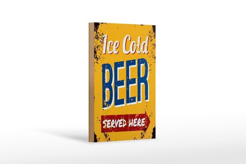 Holzschild Retro 12x18 cm Ice Cold Beer served here Bier Dekoration