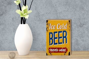 Panneau en bois rétro 12x18 cm Bière froide servie ici décoration de bière 3